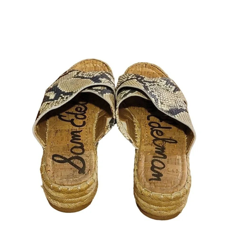 Sam Edelman Natty Platform Leather Espadrille Sandal Snakeskin Boho Casual 10M